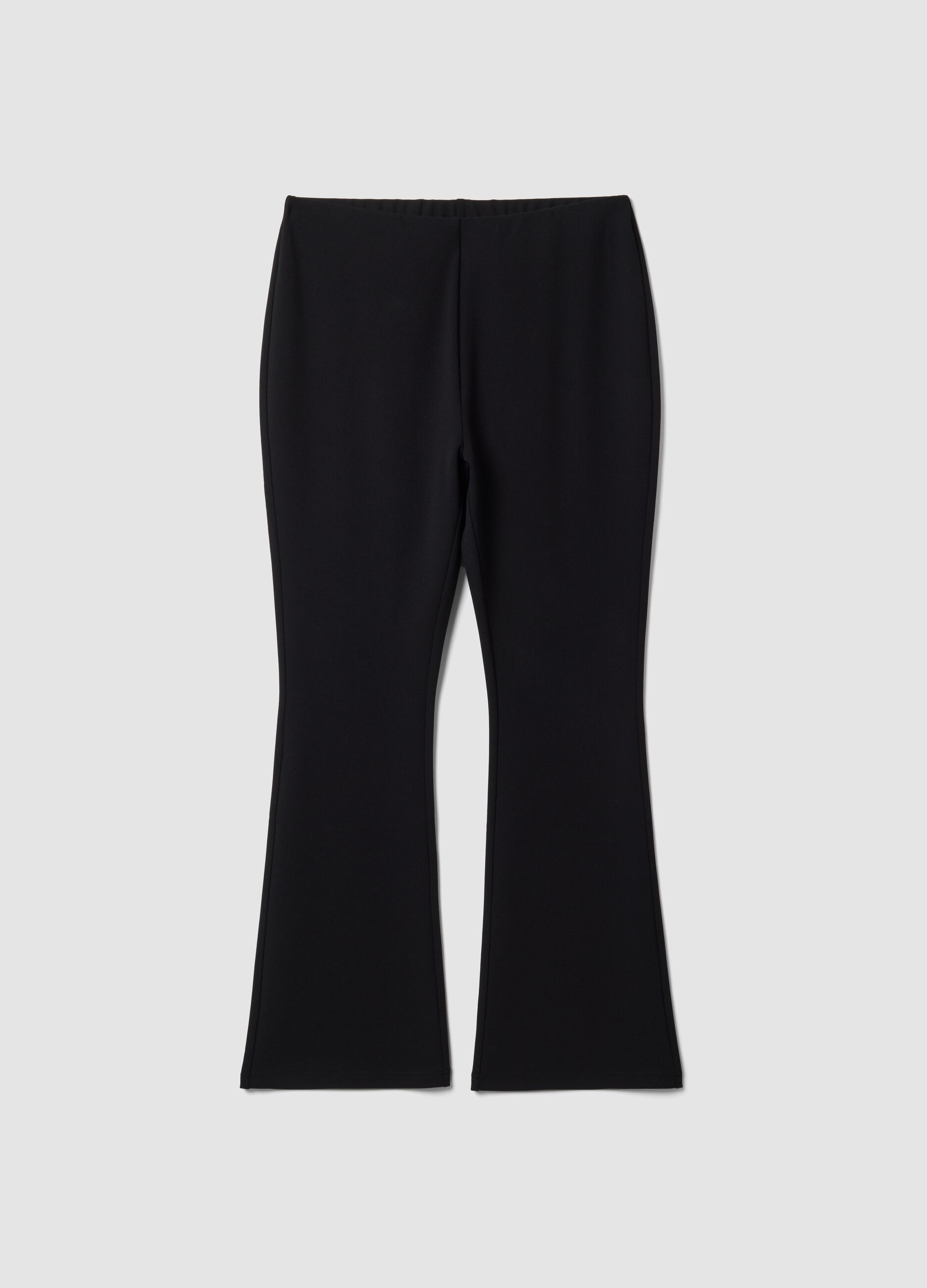 Black flared leggings in stretch fabric