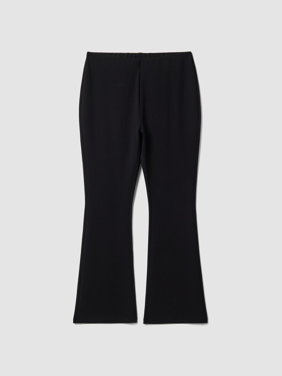 Leggings neri flare in tessuto elasticizzato_0