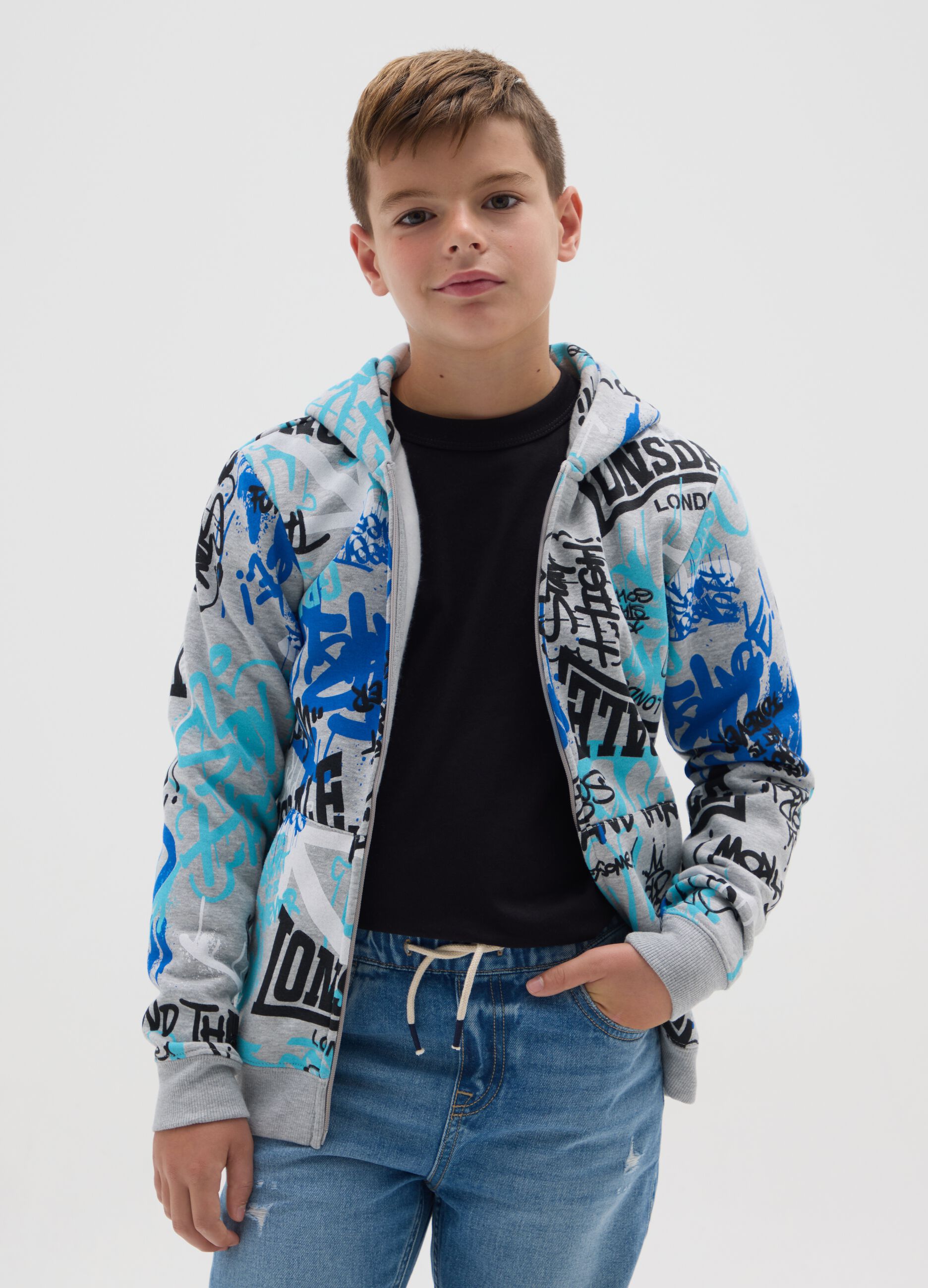 Children's multicolour cotton blend hoodie