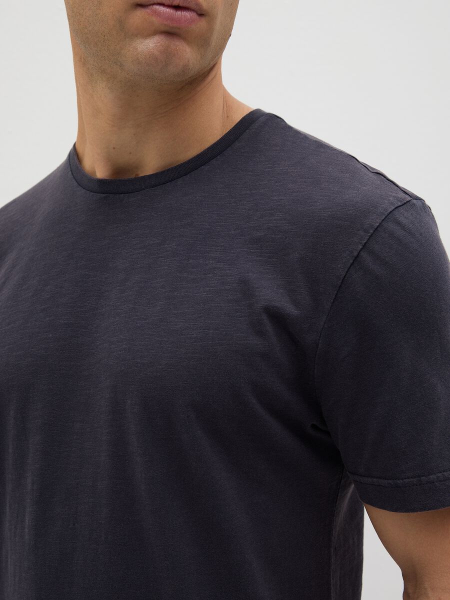 Men's blue pure cotton T-shirt, regular fit_2