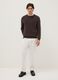 Brown crew neck sweater in pure cotton regular fit_1