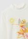 White stretch cotton girl's t-shirt, regular fit with print_2
