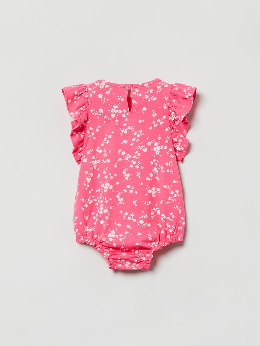 Romper suit with floral print and logo patch_1