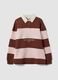 Brown striped cotton-blend sweatshirt with collar, relaxed fit_0