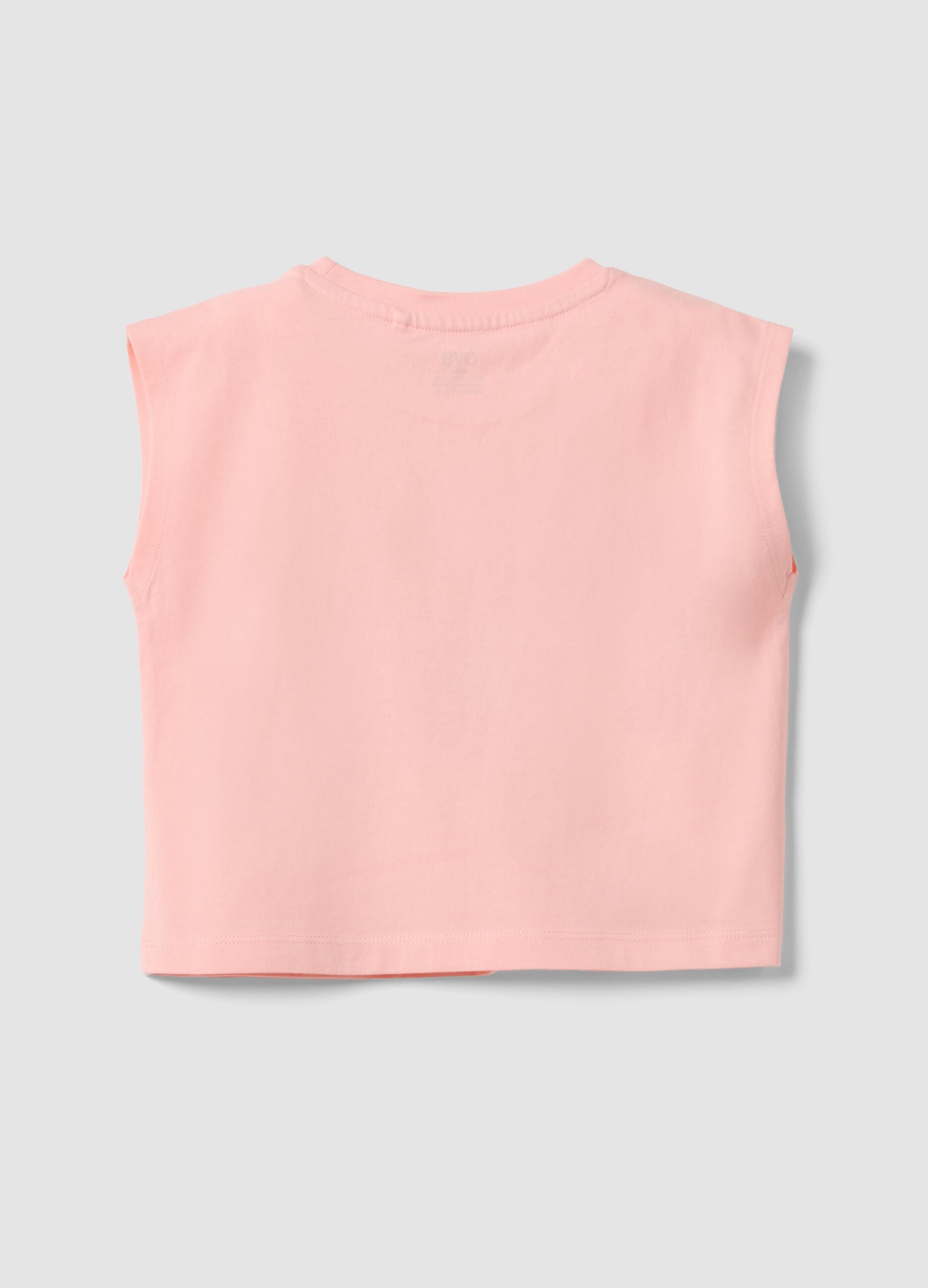 White pure cotton vest top with print