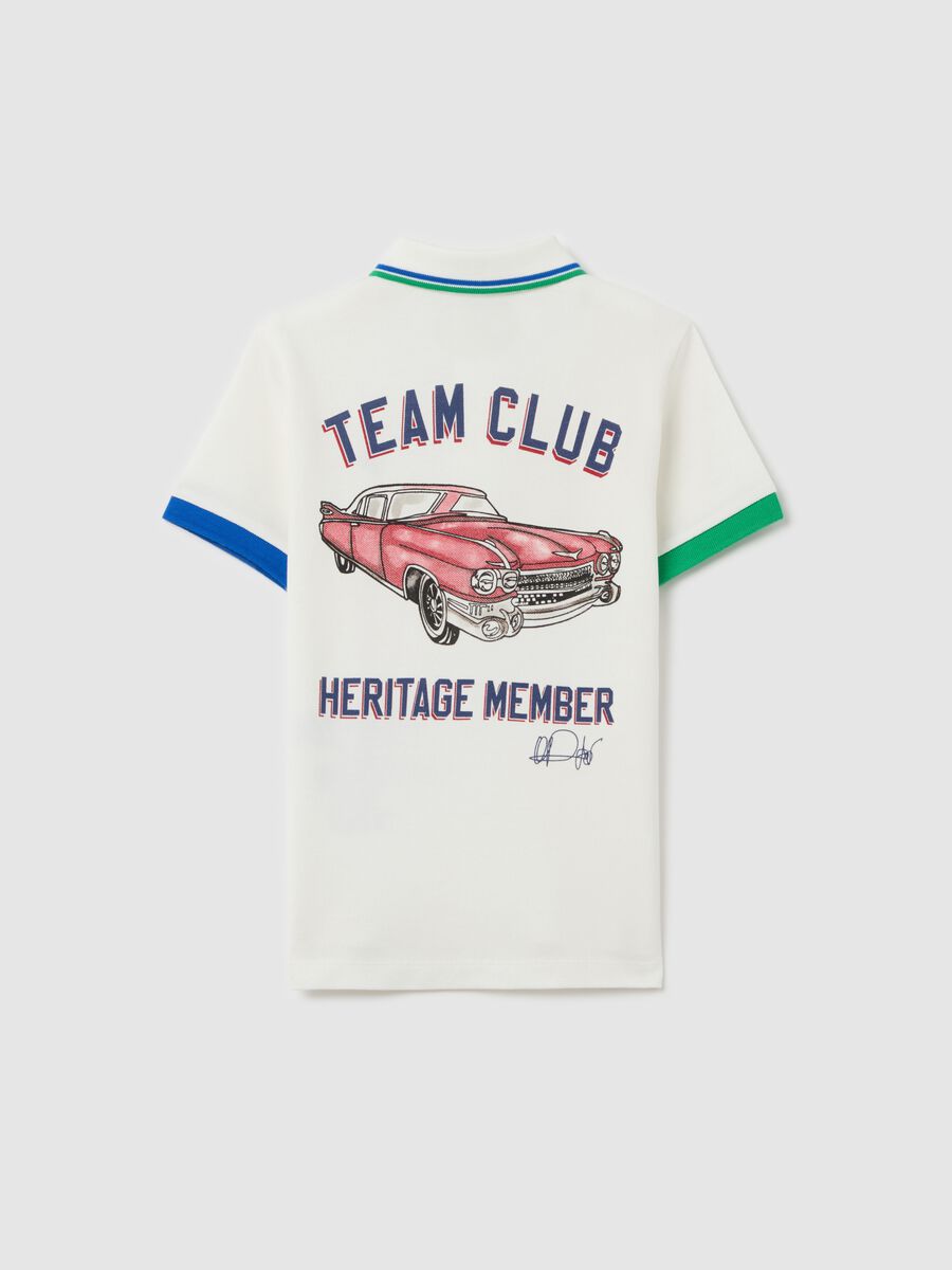 Piquet polo shirt with lettering print and logo embroidery_4