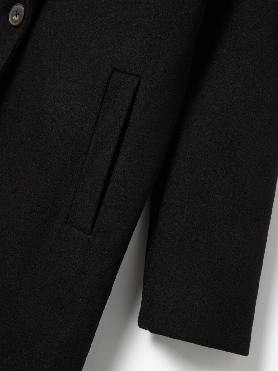 Black Single Breasted Coat Regular Fit_1