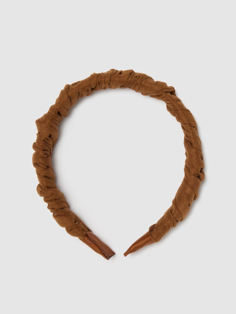 Brown Hairband with Ruched Details_0