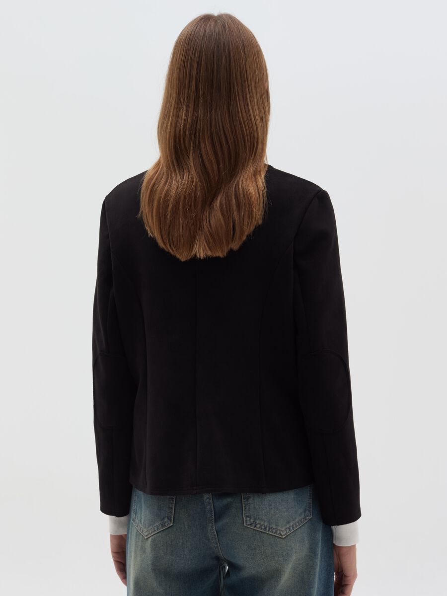 Single-breasted blazer with suede effect_3