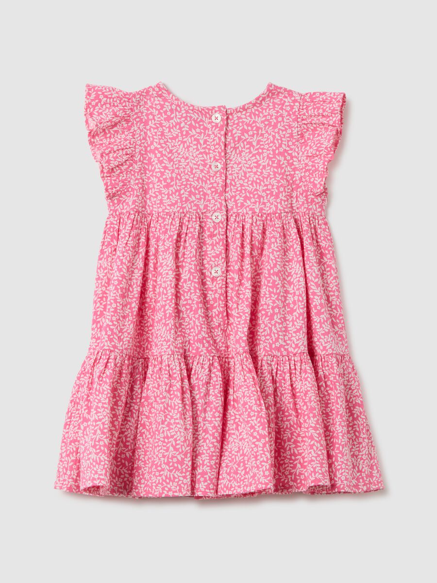 Pink regular fit cotton blend girl's dress_1