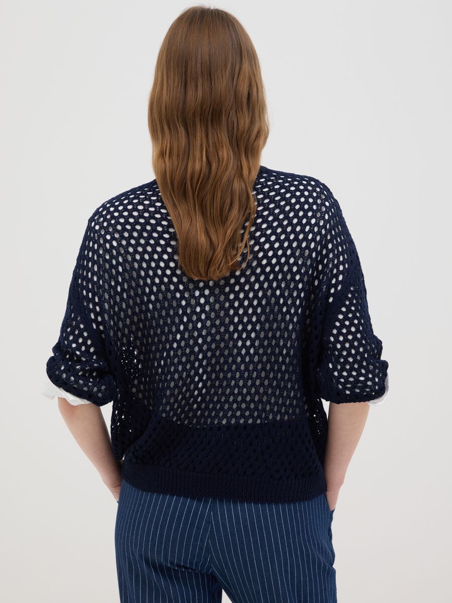 Women's blue acrylic blend net sweater regular fit_3