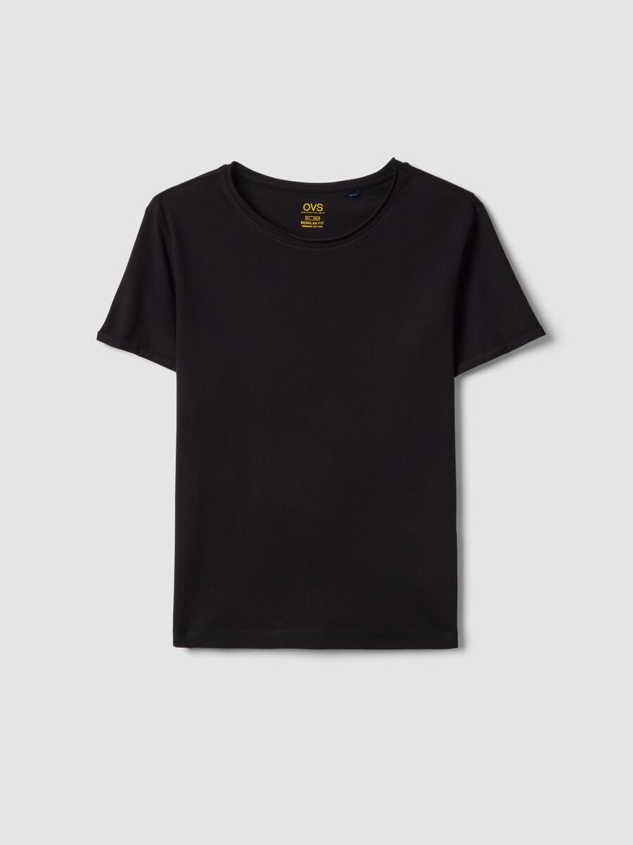 Black pure cotton short sleeve T-shirt regular fit_4
