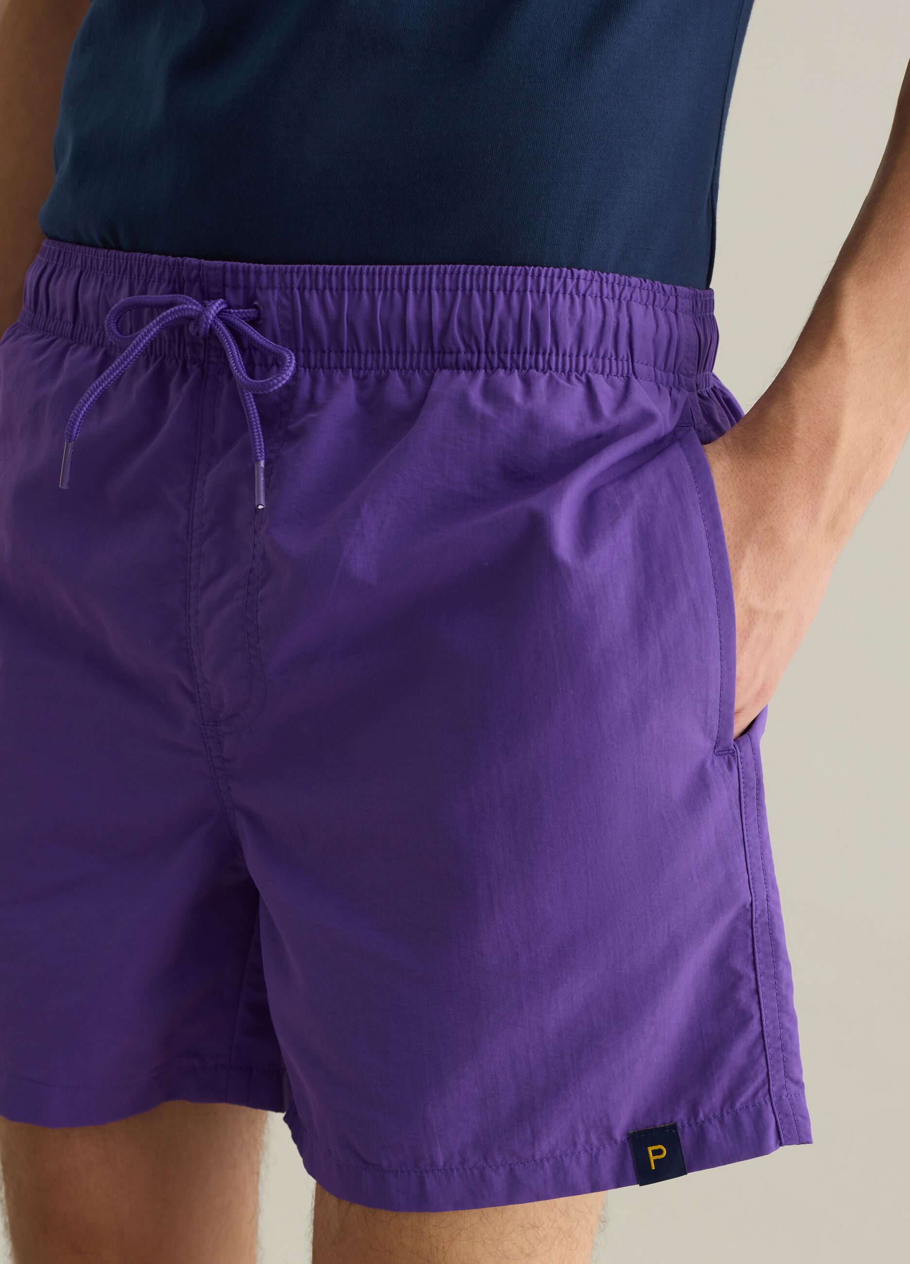 Men’s purple blend regular-fit swim boxers with elastic and drawstring