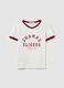 White stretch cotton regular fit T-shirt with red accents_4