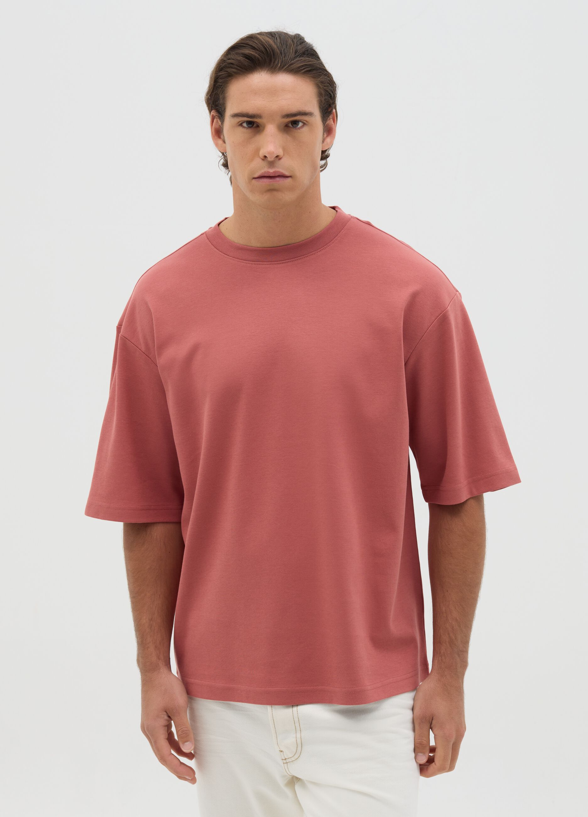 Boxy fit pink cotton t-shirt