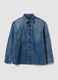 Blue pure cotton denim shirt, regular fit_4