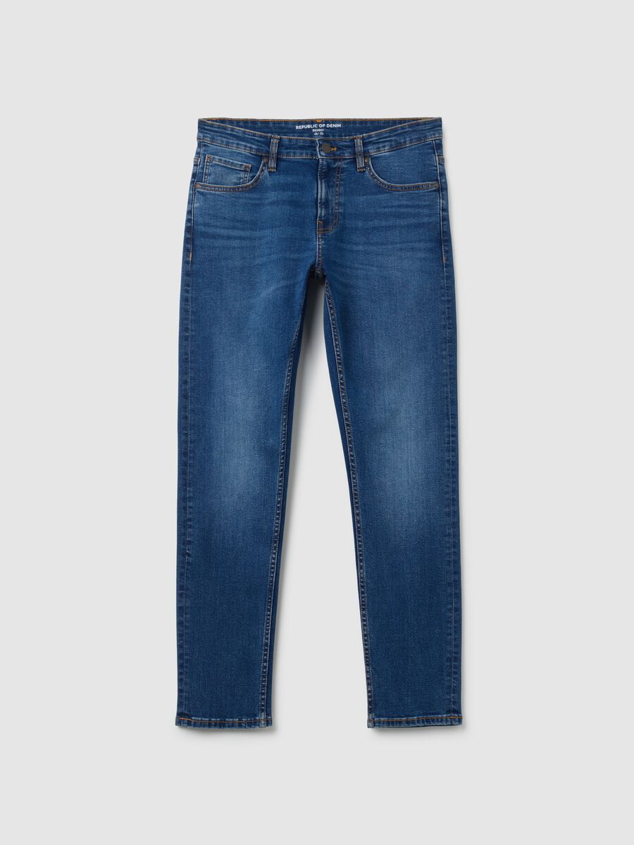 Jeans in cotone elasticizzato blu skinny fit_0