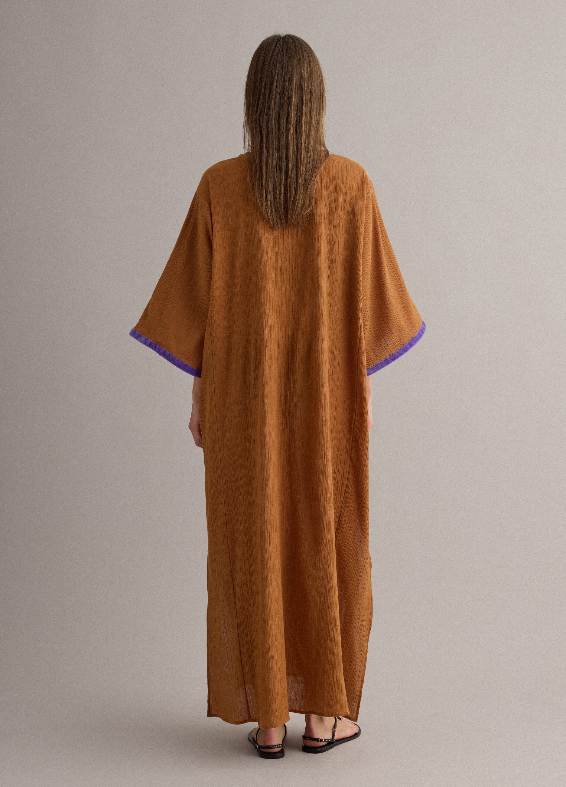 Long Brown Pure Cotton Kaftan
