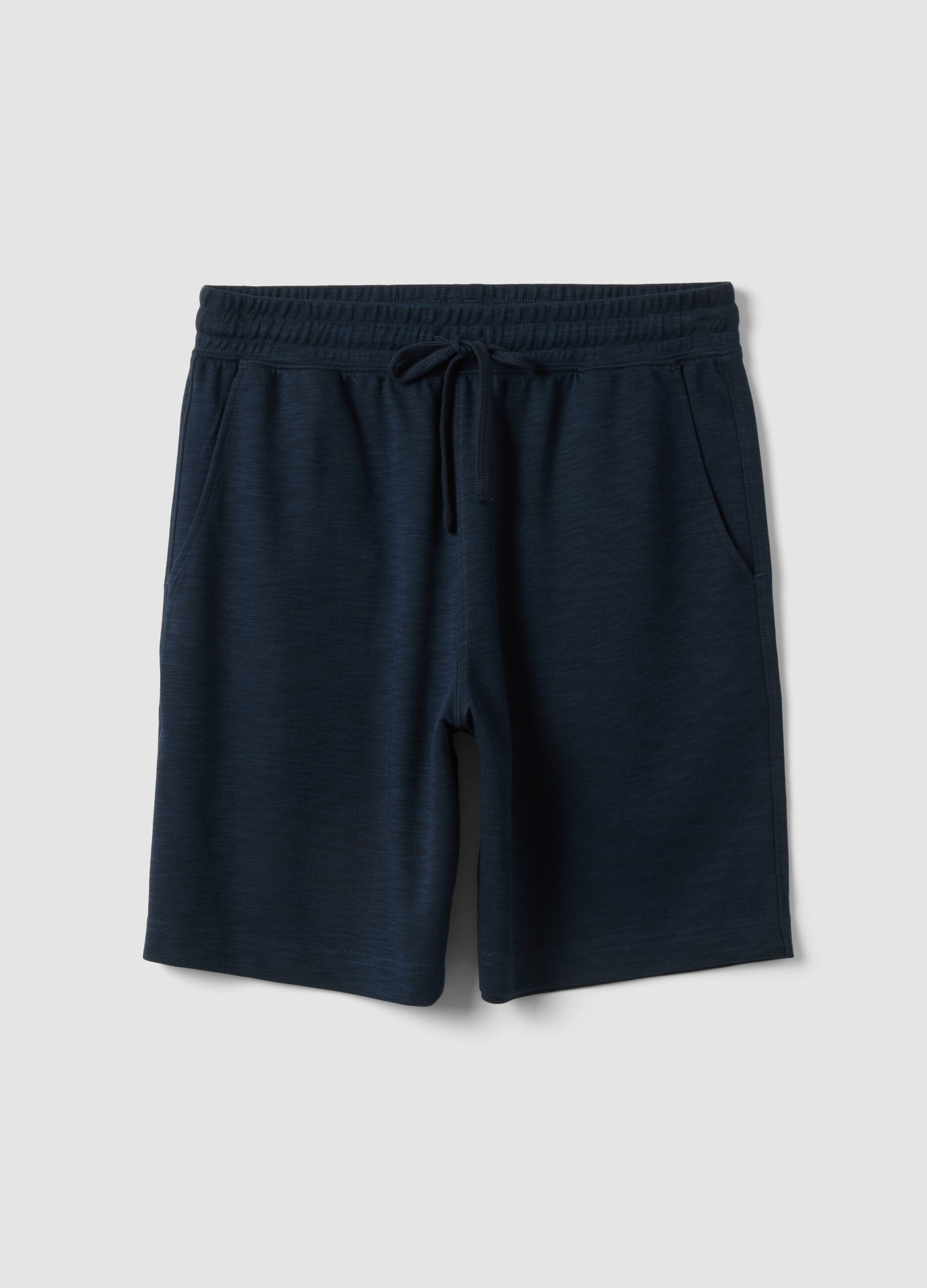 Blue cotton-blend pyjama shorts, regular fit