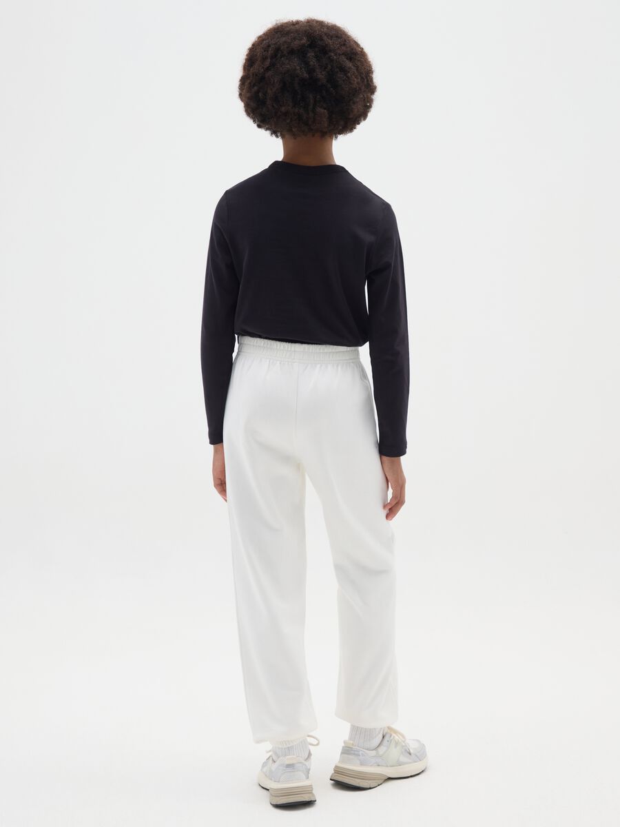 Jogger da ragazza in puro cotone bianco regular fit_1