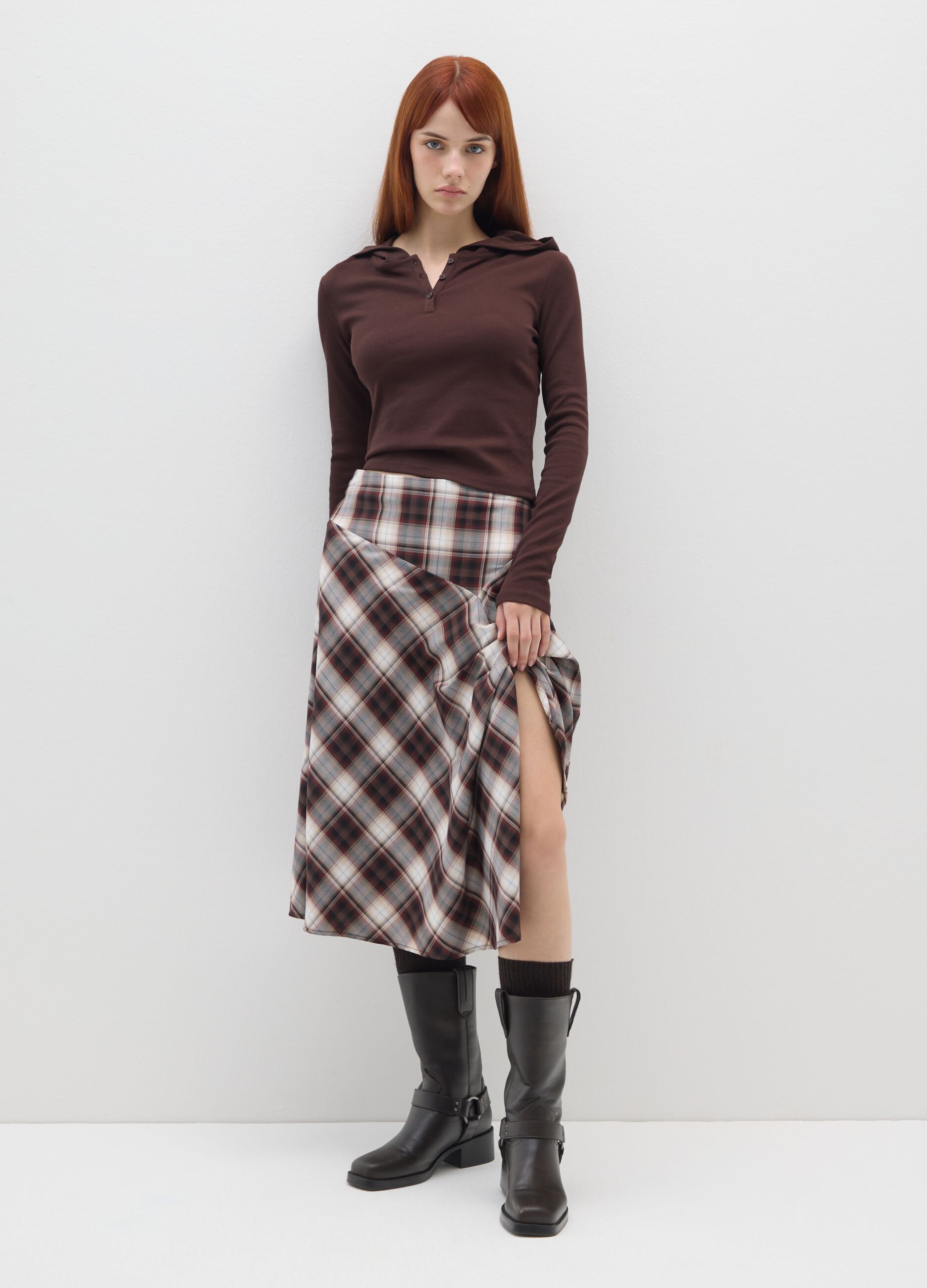 Brown Cotton Hoodie T-shirt