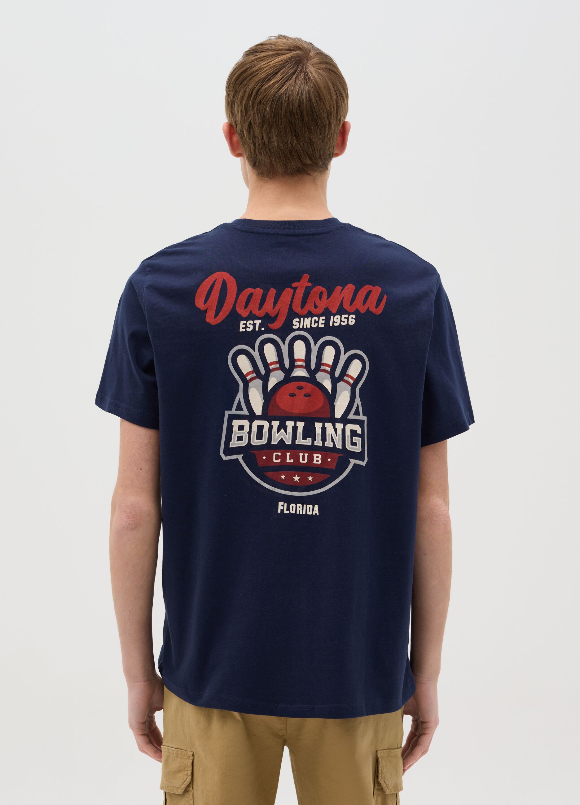 Cotton T-shirt with "Bowling Daytona" print