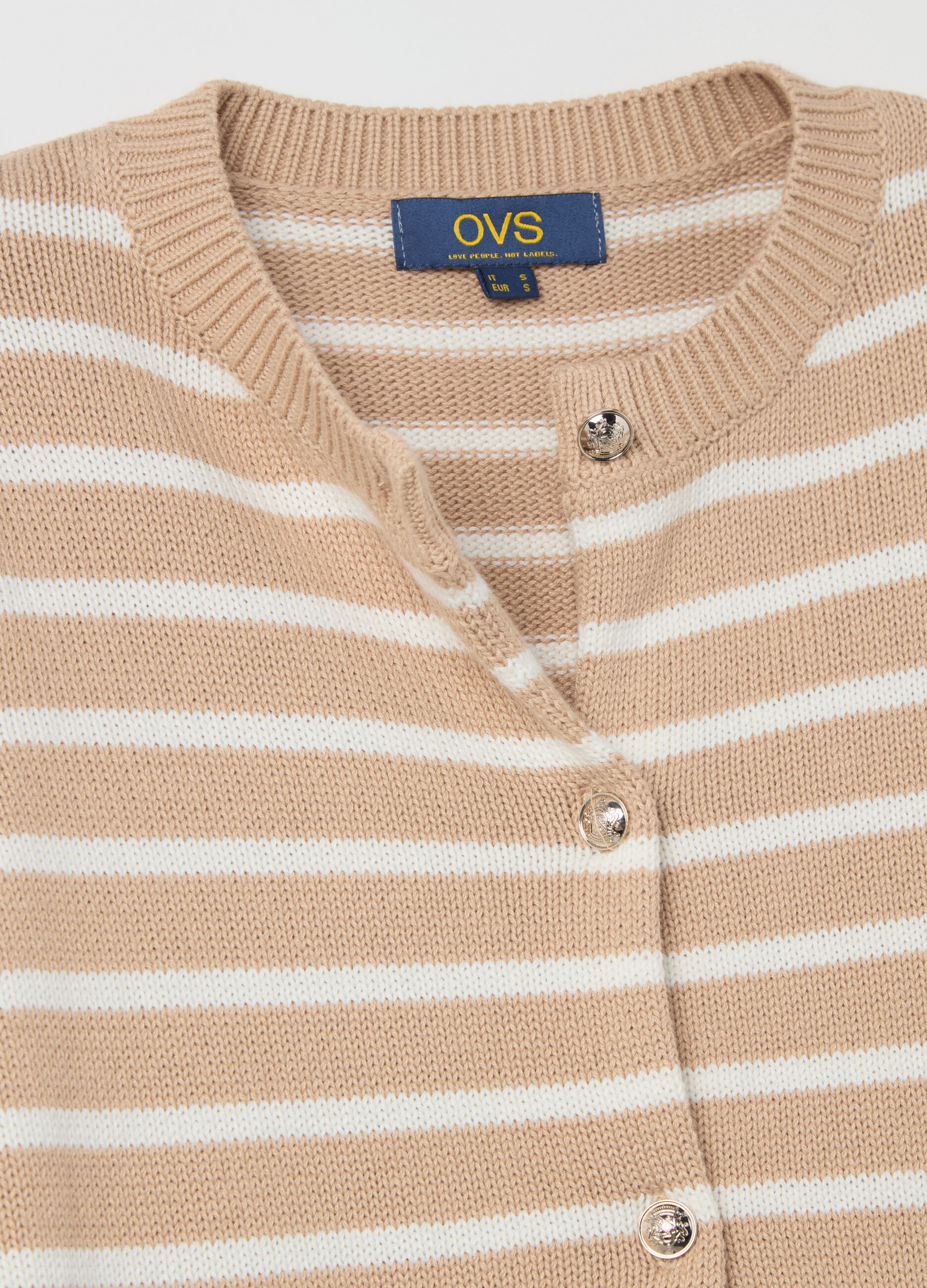 Striped cardigan with gold-coloured buttons