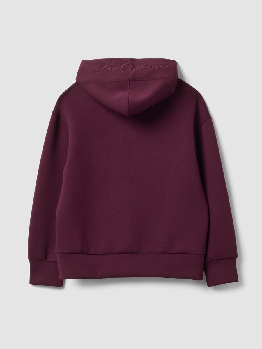 Felpa full zip rossa in viscosa elasticizzata over fit_6