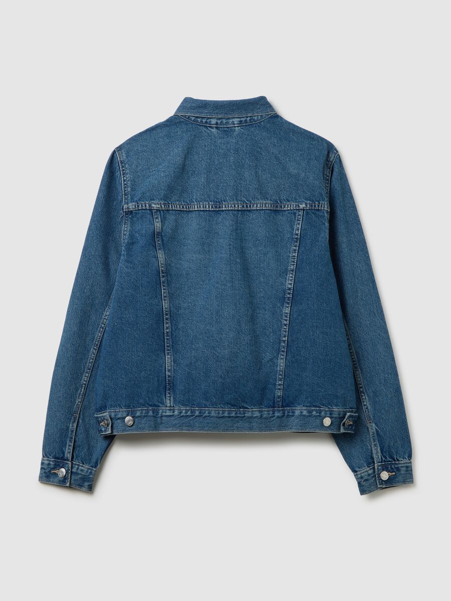 Short jacket in acid wash denim_1
