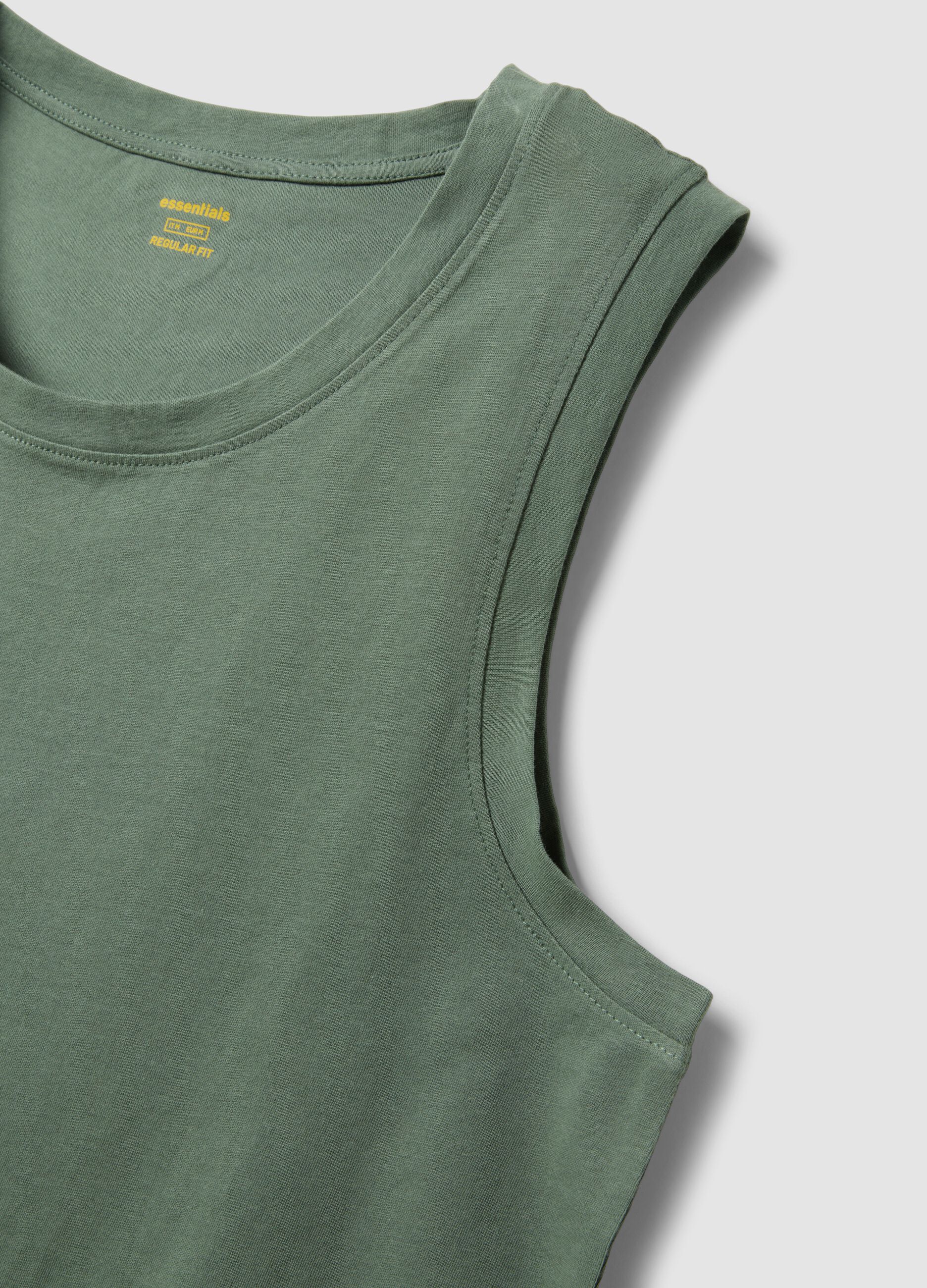 Green pure cotton tank top