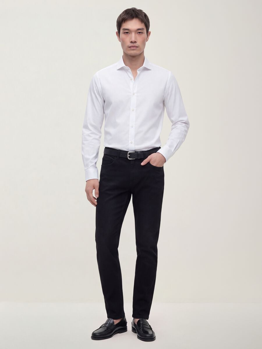 Jeans neri in misto cotone e viscosa slim fit_0