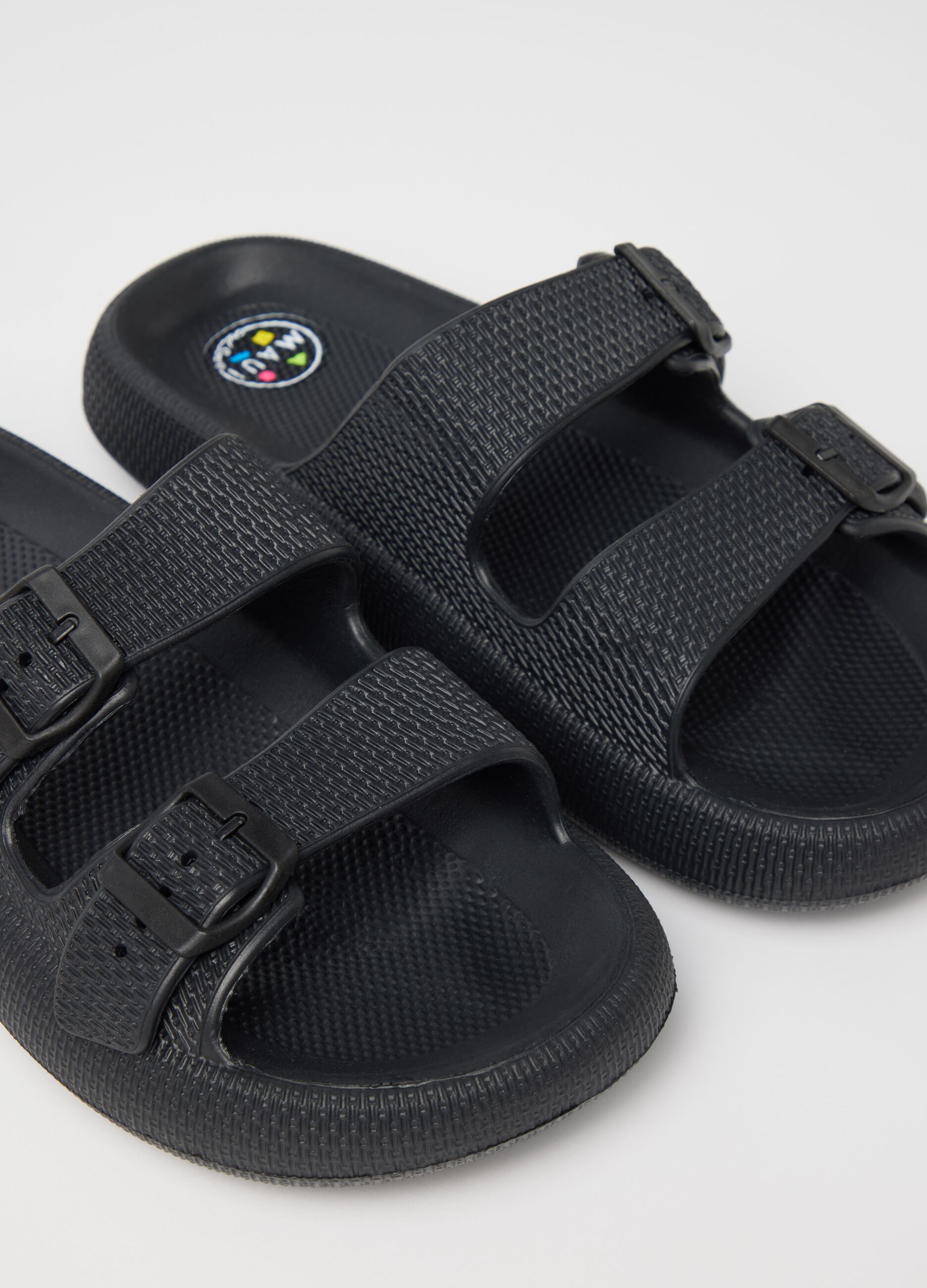 Black double-band sandals