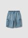 Light blue denim cargo shorts in pure cotton_1