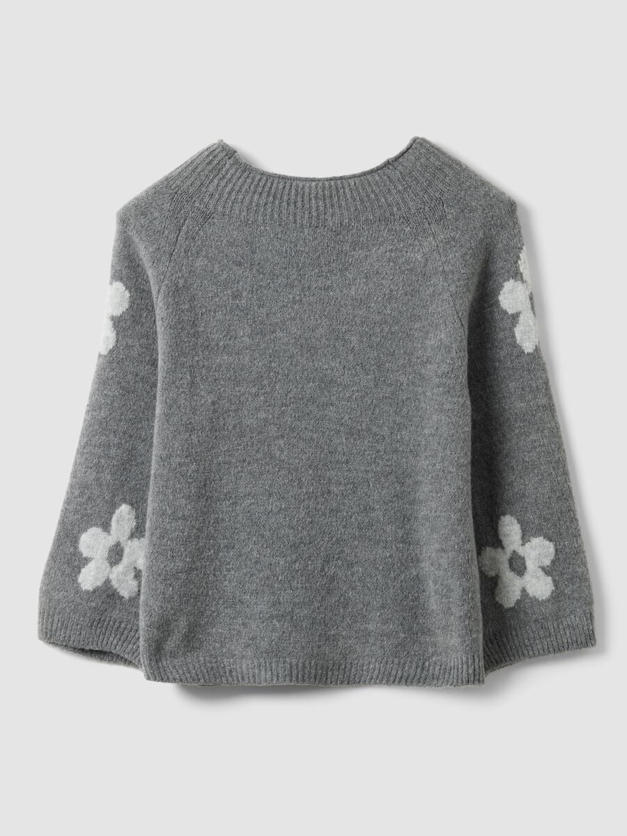Grey wool-blend jumper with floral pattern, regular fit_6