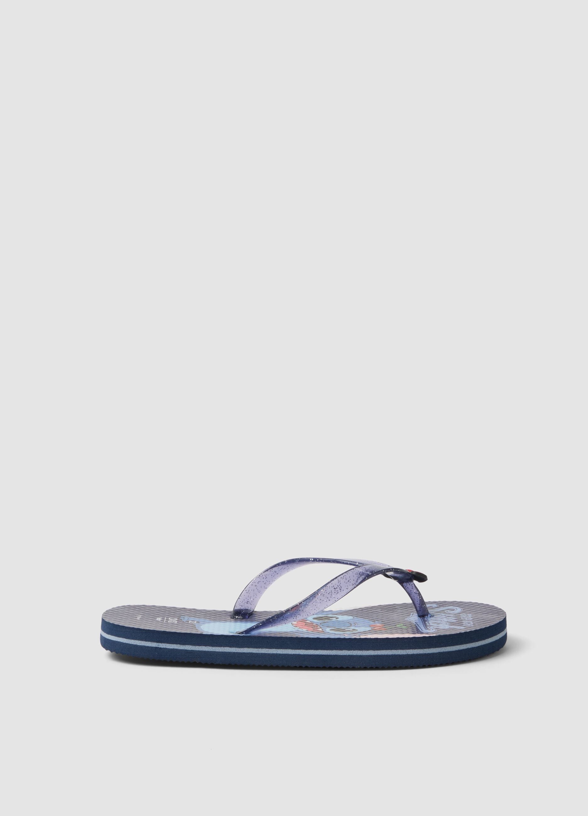 Blue Stitch print flip-flops