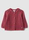 Newborn girl's regular fit pink pure cotton cardigan with perforated design_0