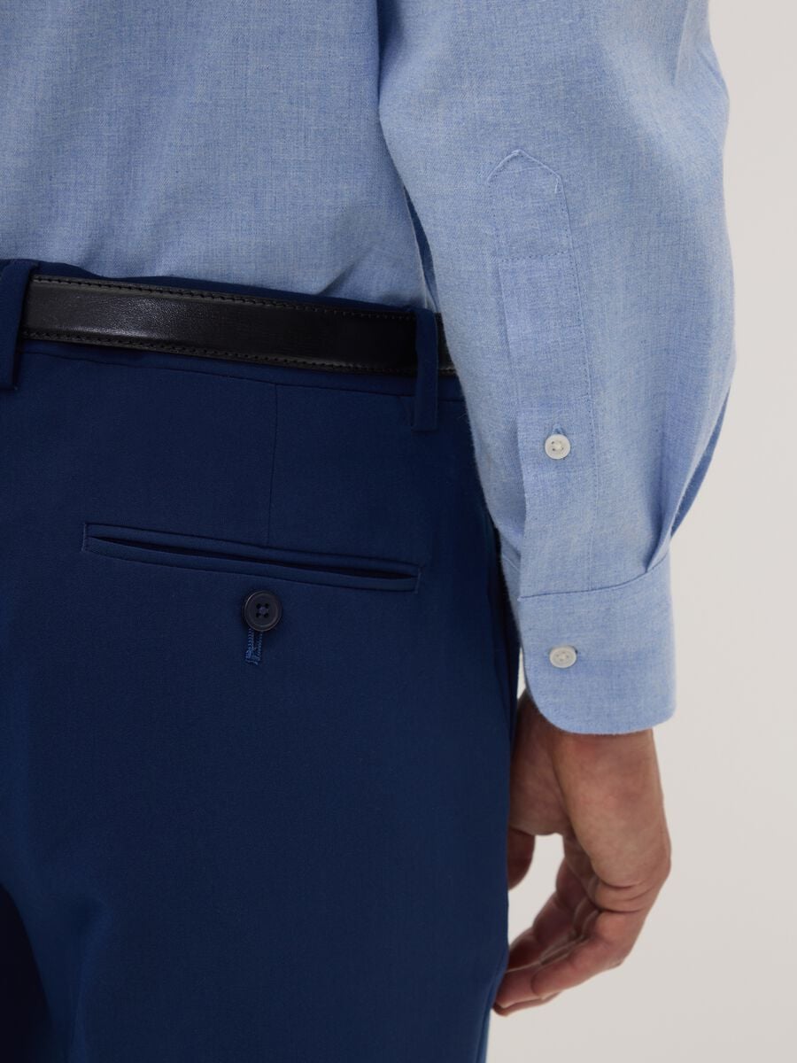 Camicia azzurra in twill di puro cotone regular fit_2