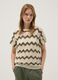 Beige open-knit striped top with green detailing in stretch cotton, regular fit_2