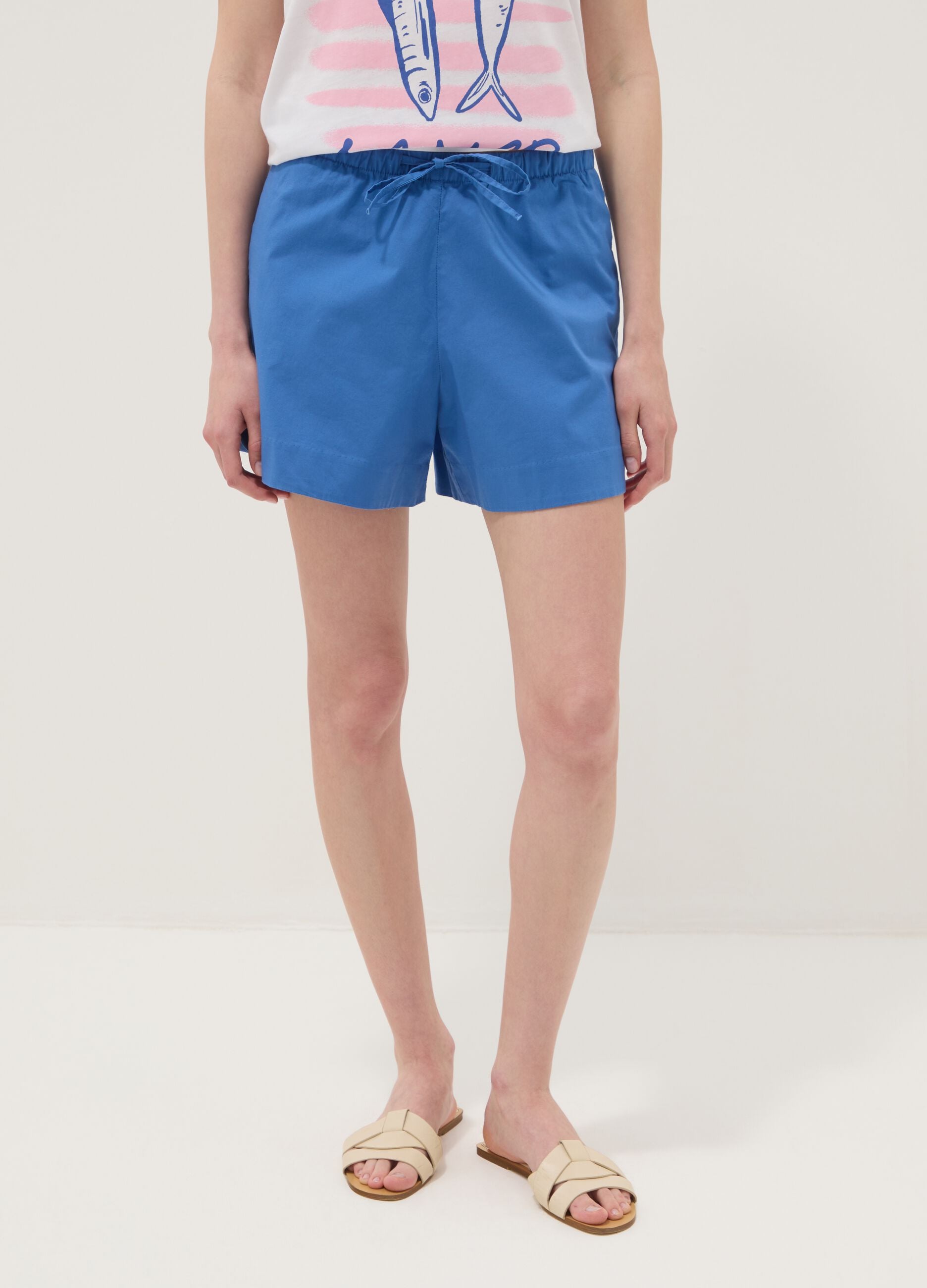 Blue stretch cotton shorts