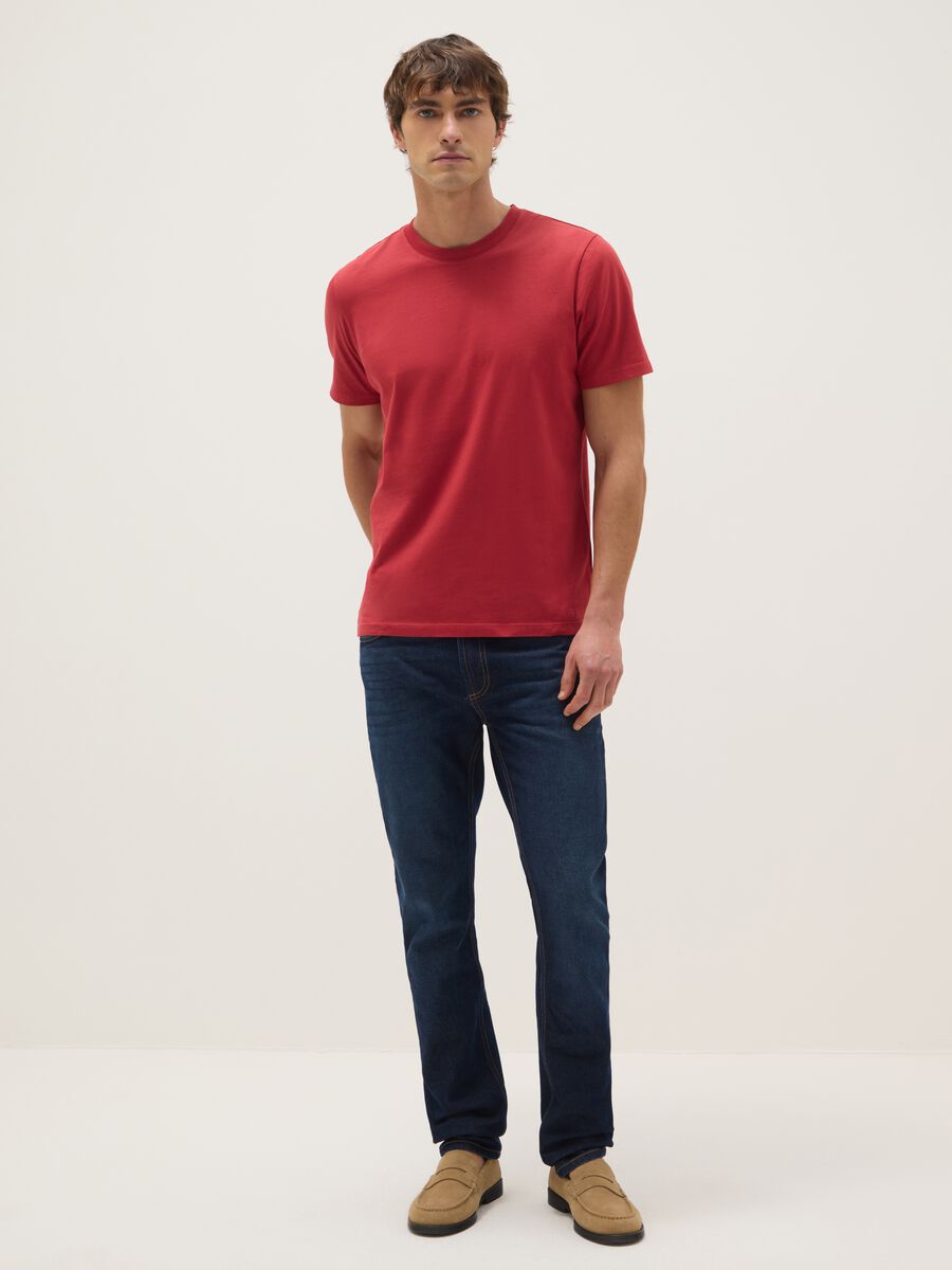 Regular Fit Red Pure Cotton T-shirt_1