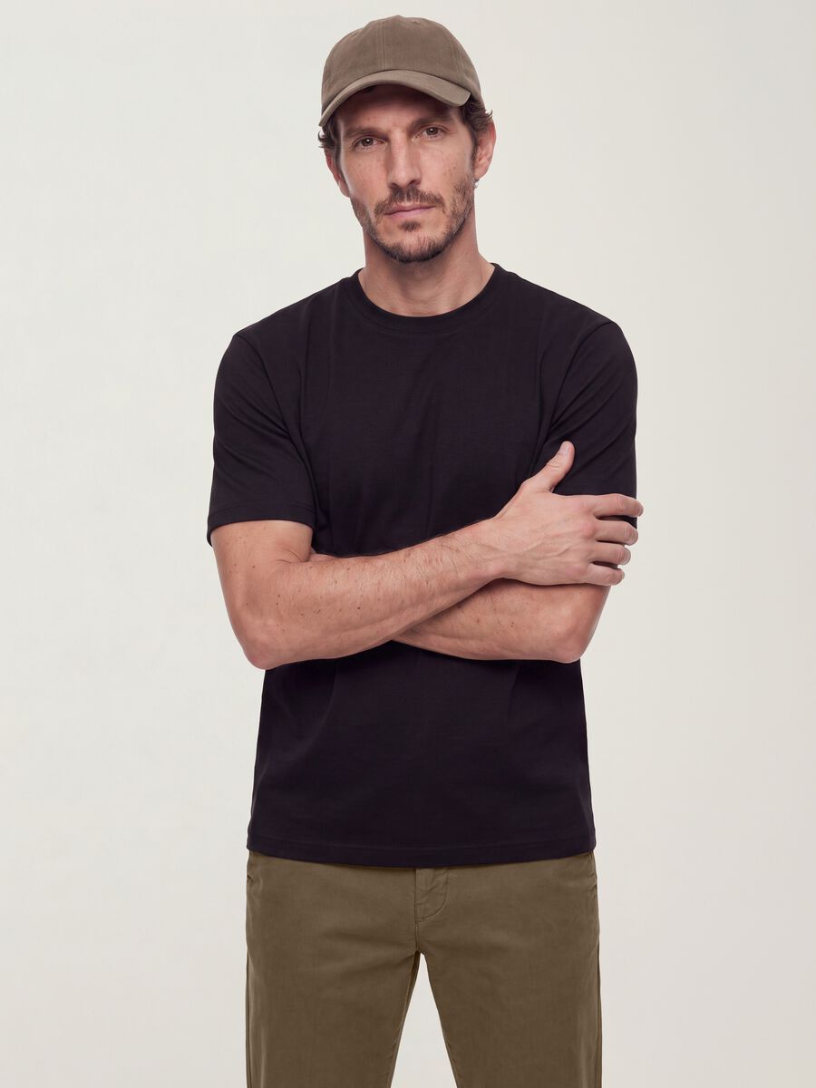 Men&rsquo;s black pure cotton regular-fit short-sleeve T-shirt_0