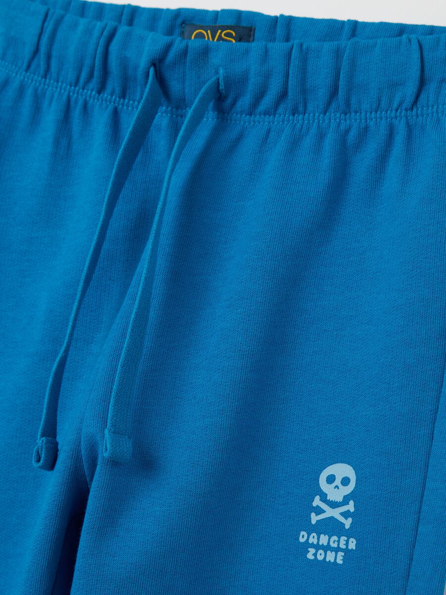 Light blue cotton joggers with drawstring and print_3