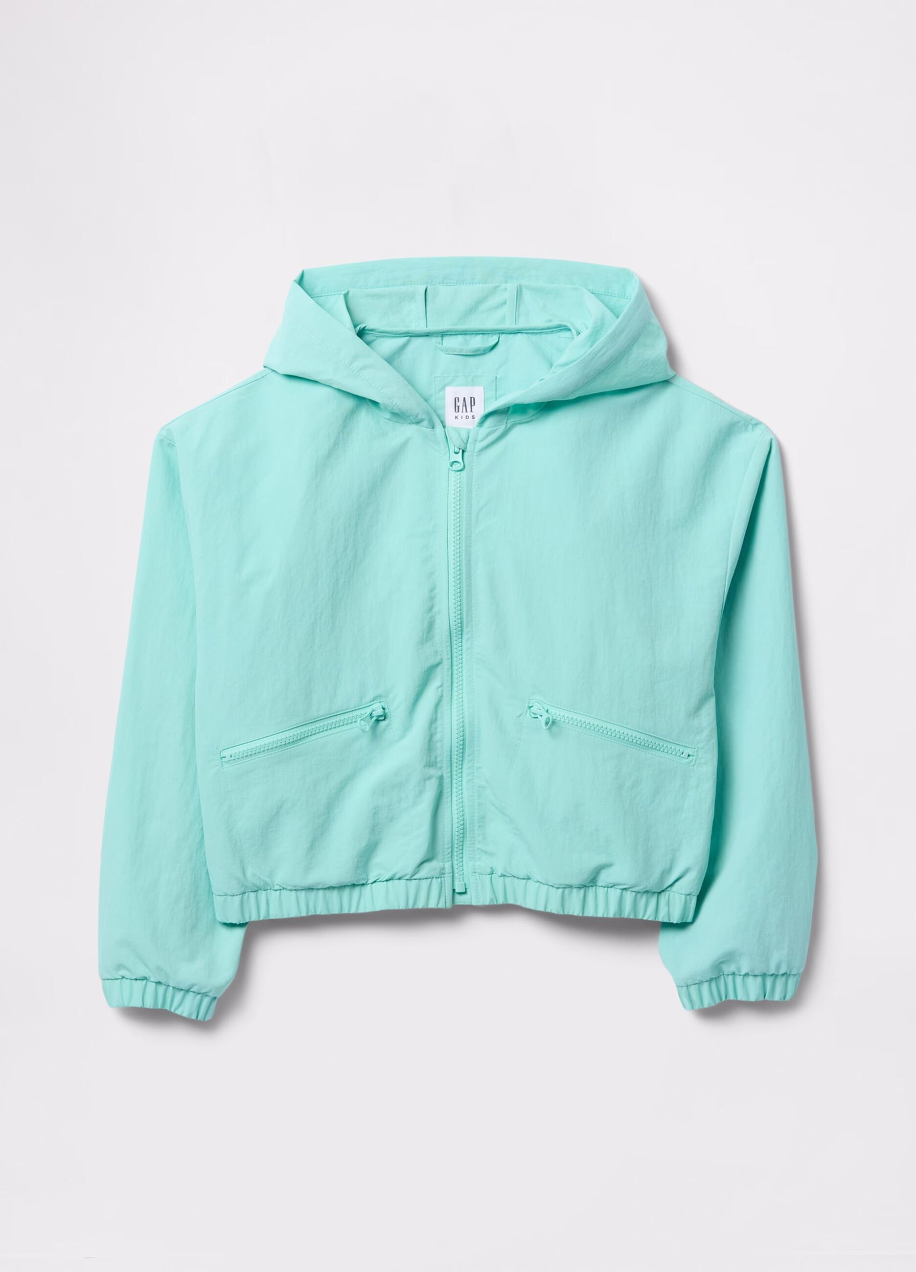 Mint green lightweight jacket with hood