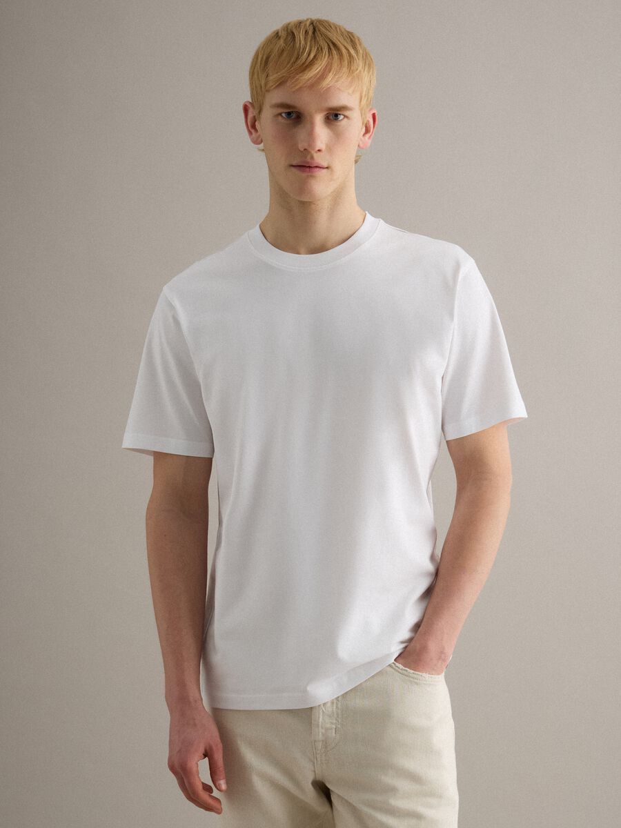 T-shirt girocollo in puro cotone bianco relaxed fit_1