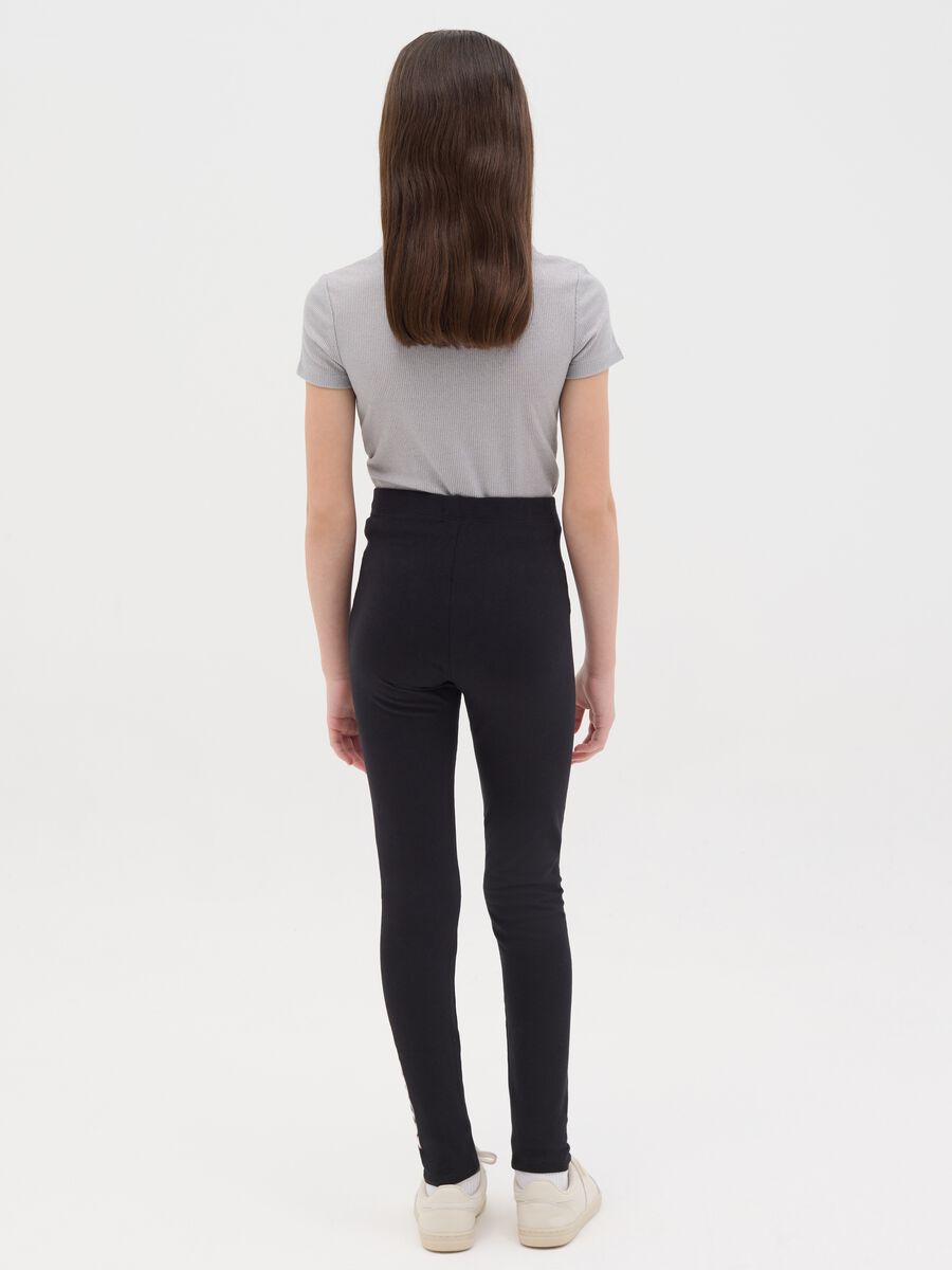 Leggings in cotone stretch con stampa _3