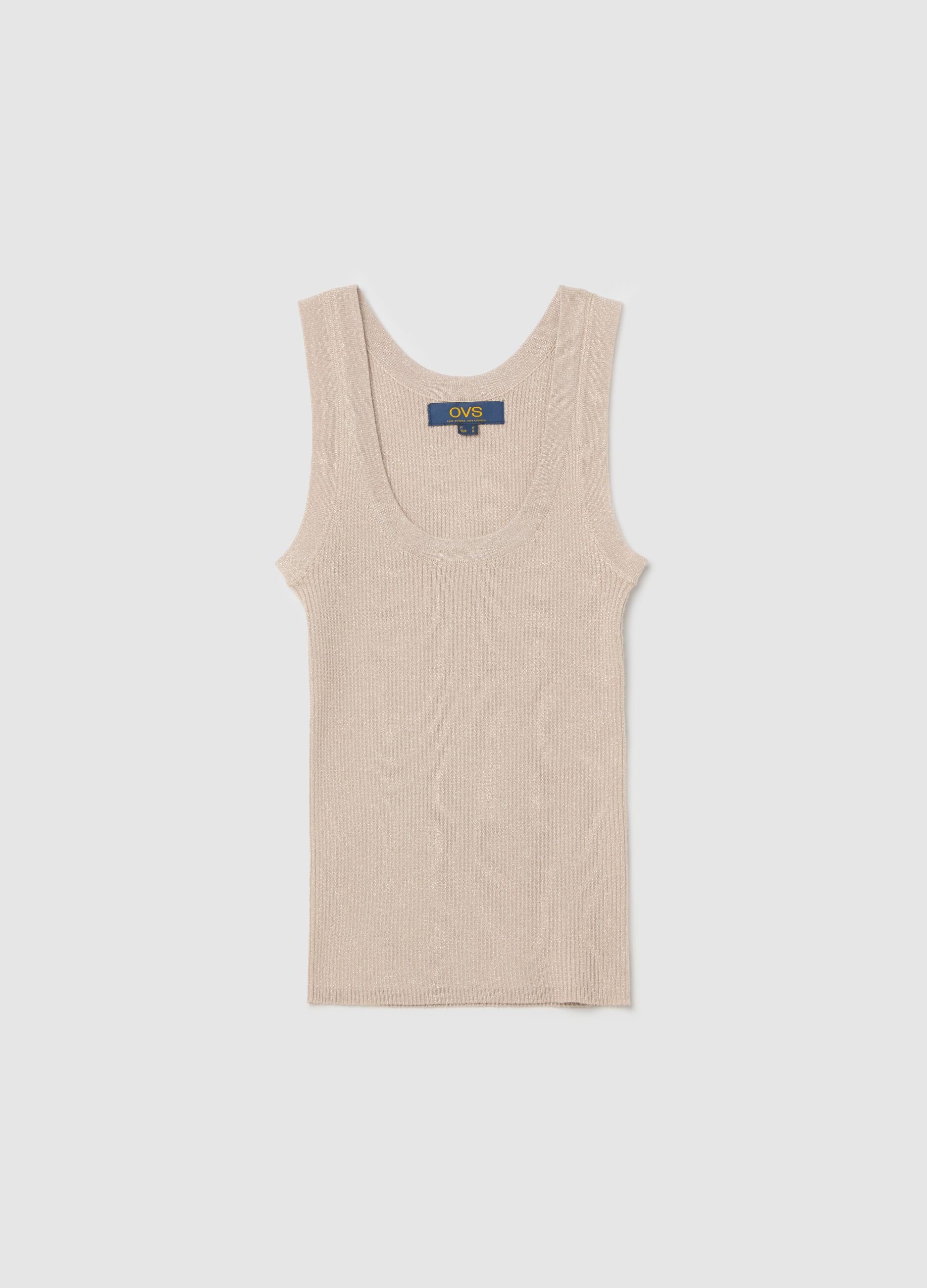 Ribbed lurex tank top