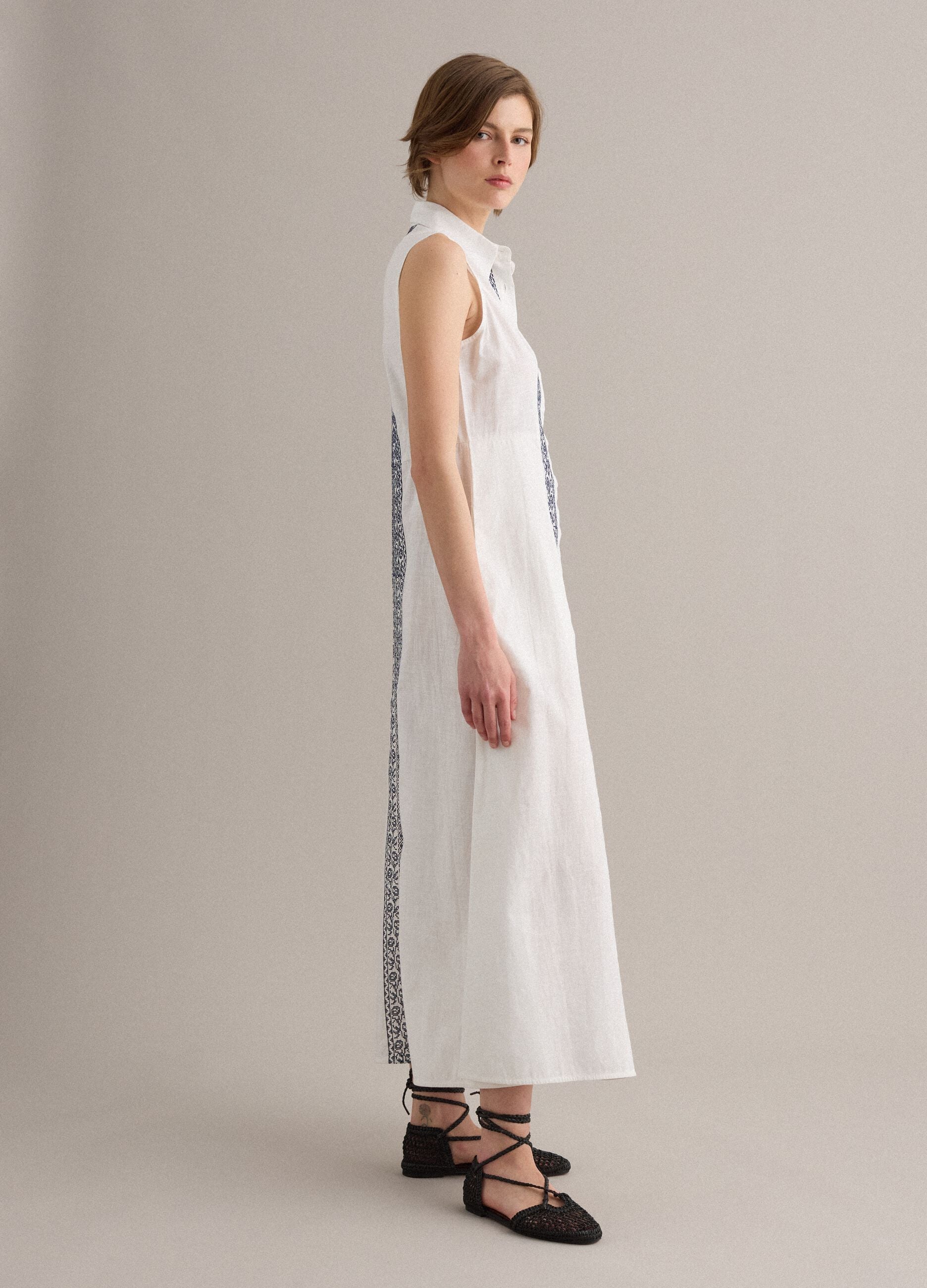 White pure cotton shirt dress