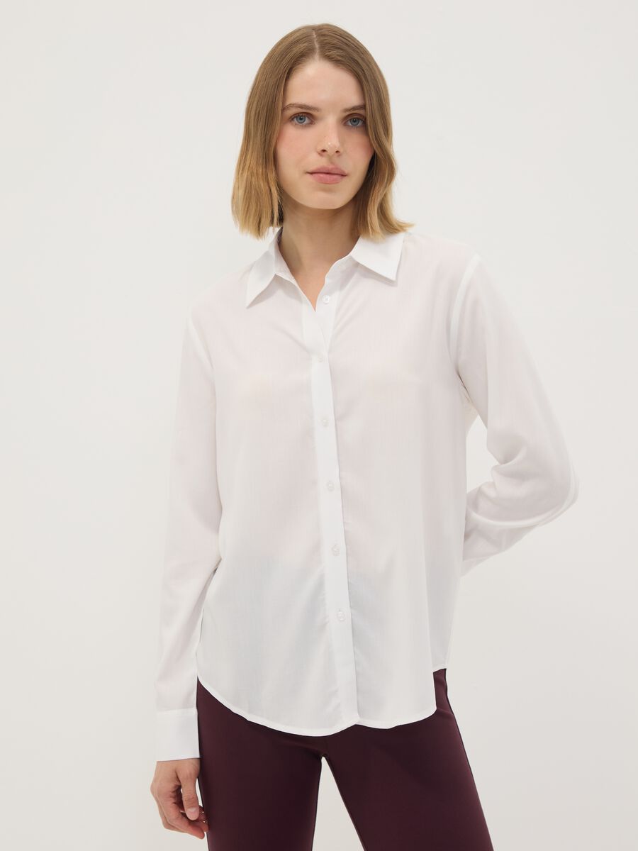 Camicia bianca in pura viscosa regular fit_1
