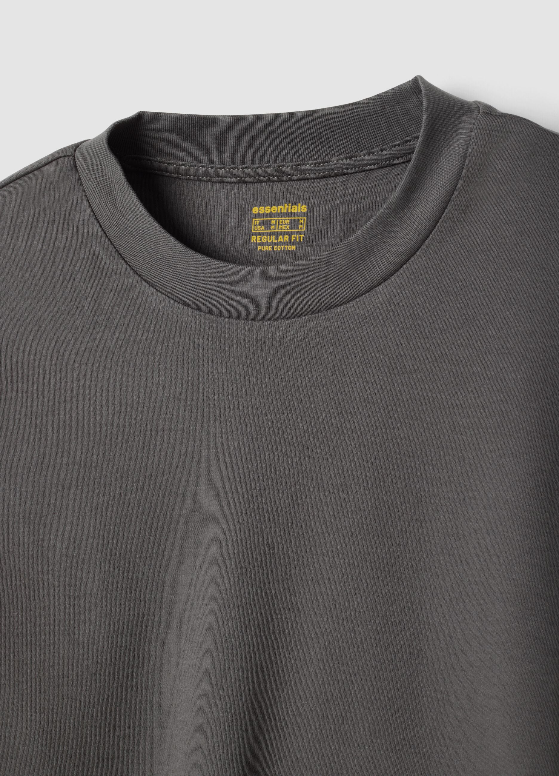 T-shirt grigia in puro cotone girocollo regular fit