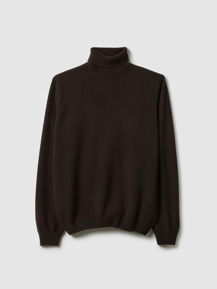 Brown high-neck lambswool turtleneck regular fit_4
